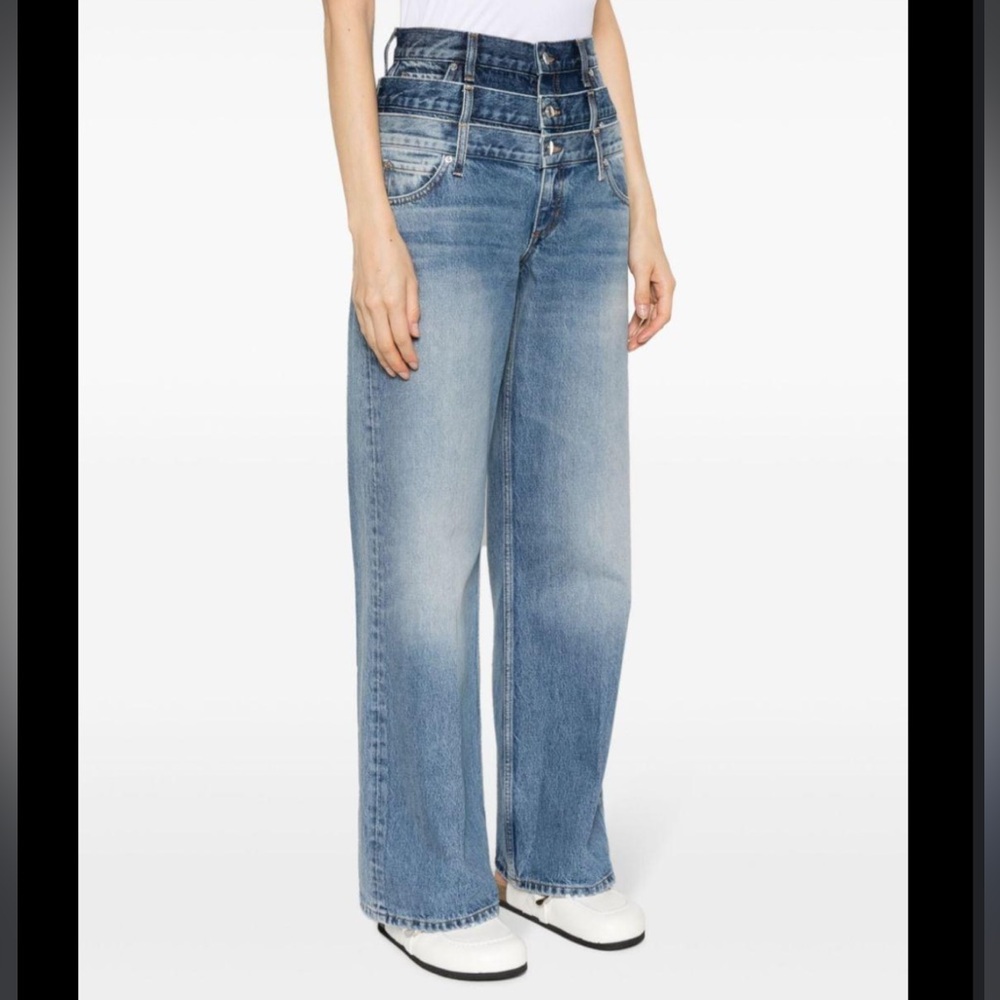 SANDRO triple-waisted organic-cotton straight-leg jeans
